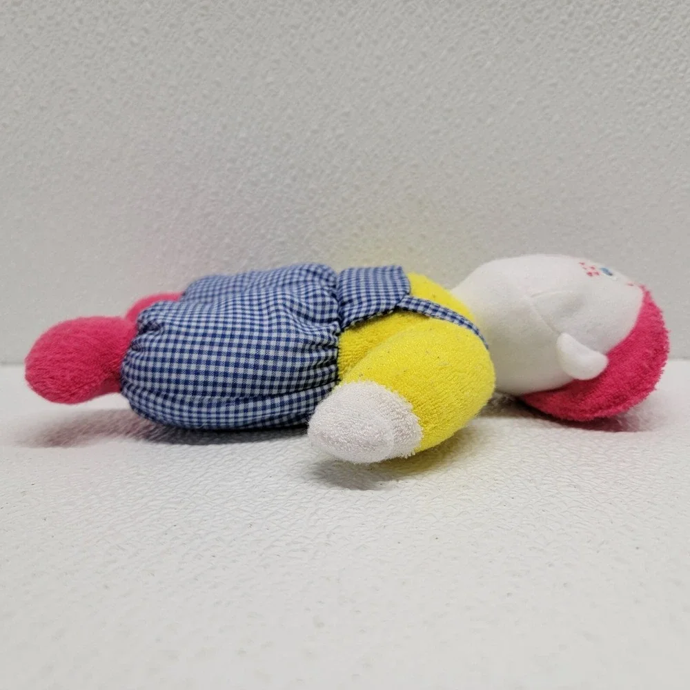 Terrycloth Boy Baby Doll Freckles Plush Rattle Yellow Pink Hat Blue Overalls